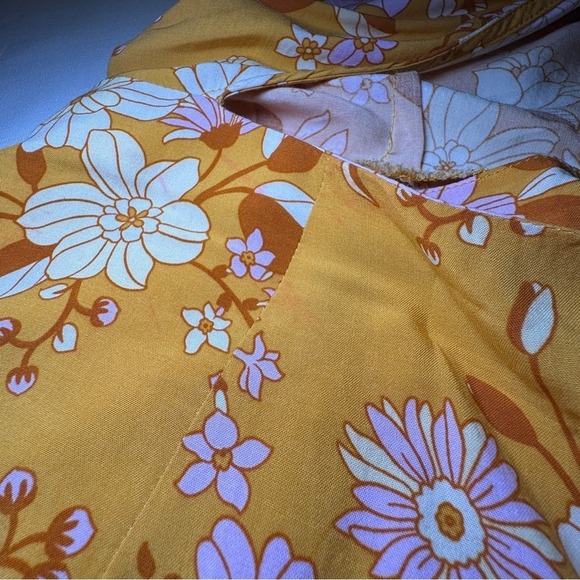 Cupshe Keira Yellow Floral Bunny Tie Bell Sleeve Cut Out Mini Dress Cover Up Med - Picture 9 of 11